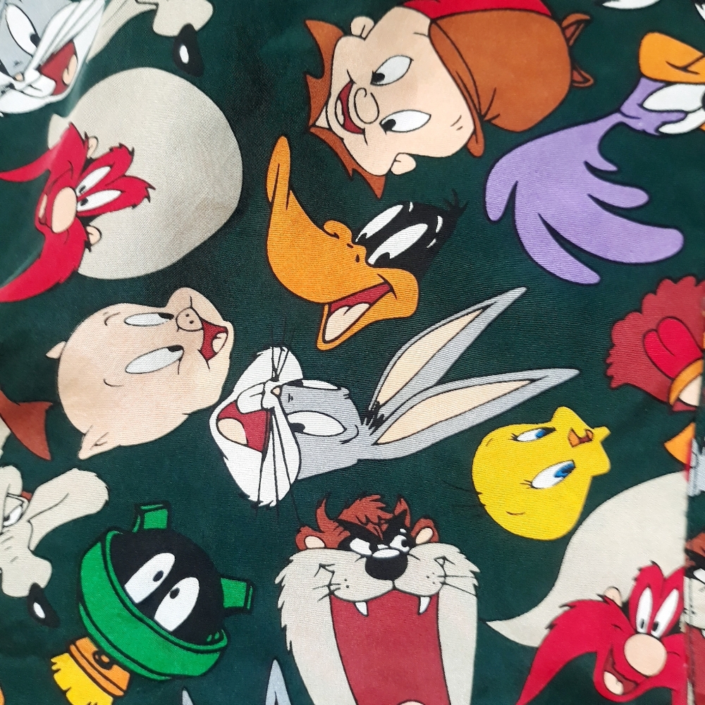 Vintage Looney Tunes Mania Character Boxer Shorts / Sz Large Green Silk Boxers - Picture 2 of 8